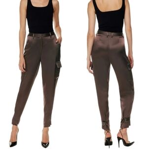Aritzia Babaton Refined Satin Cargo Pant In Coffee Bean Limited Edition Size 0